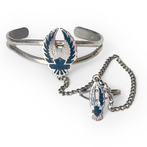 Vintage Native American Tribal Eagle Wing Silver Slave Bracelet and Ring. - Picture 3 of 4